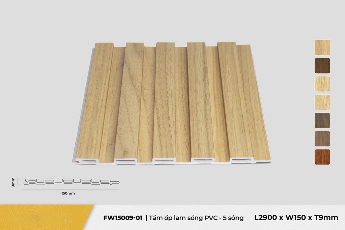 Lam nhựa 5 sóng FW15009-01 – Light Walnut – 9mm